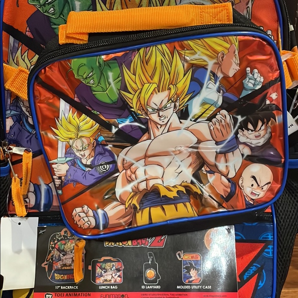 dragon Ball Z Kids
backpack with lunchbox. Four pieces multi color